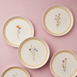 Hermia Juego de Platos para Postre Multicolor (6 Piezas) de Porcelana, 21x21x2 cm